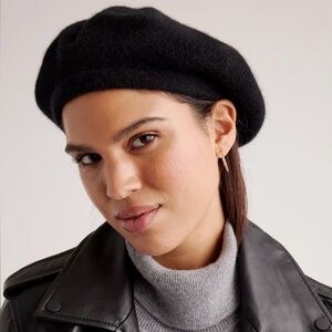 Quince Black cashmere Beret one size